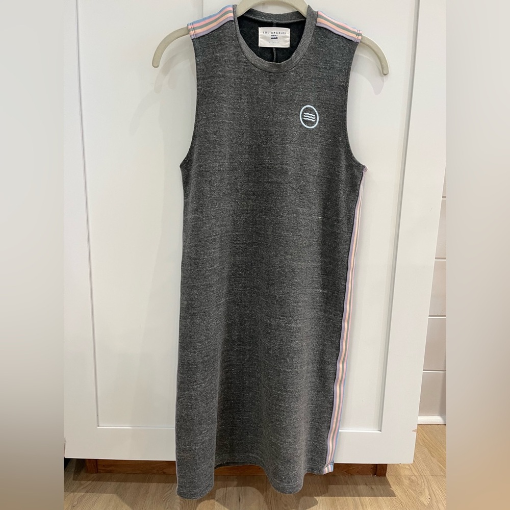 Sol Angeles Gray Top with Pastel Stripes